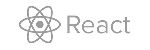 Logo React, oblíbené JavaScriptové knihovny pro efektivní vývoj dynamických uživatelských rozhraní.
